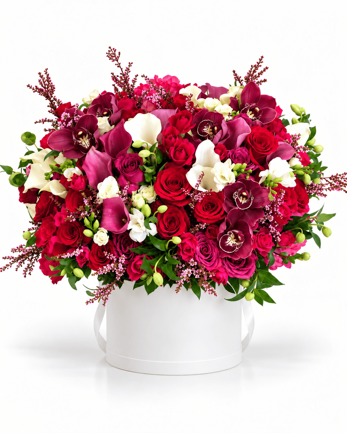 Garnet Orchid Box arrangement by Divina Arrangements
