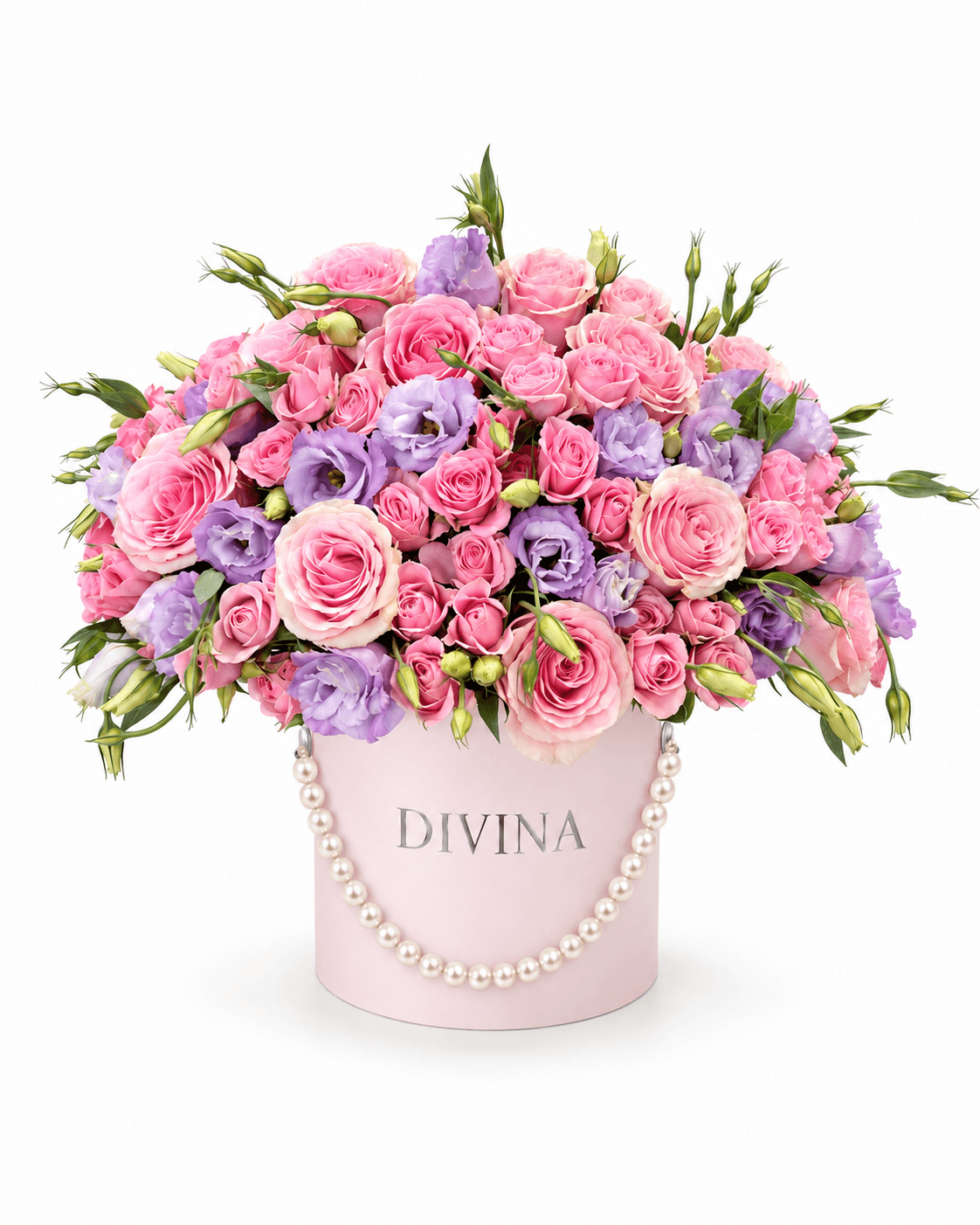 Lisianthus Birthday Box arrangement by Divina Arrangements