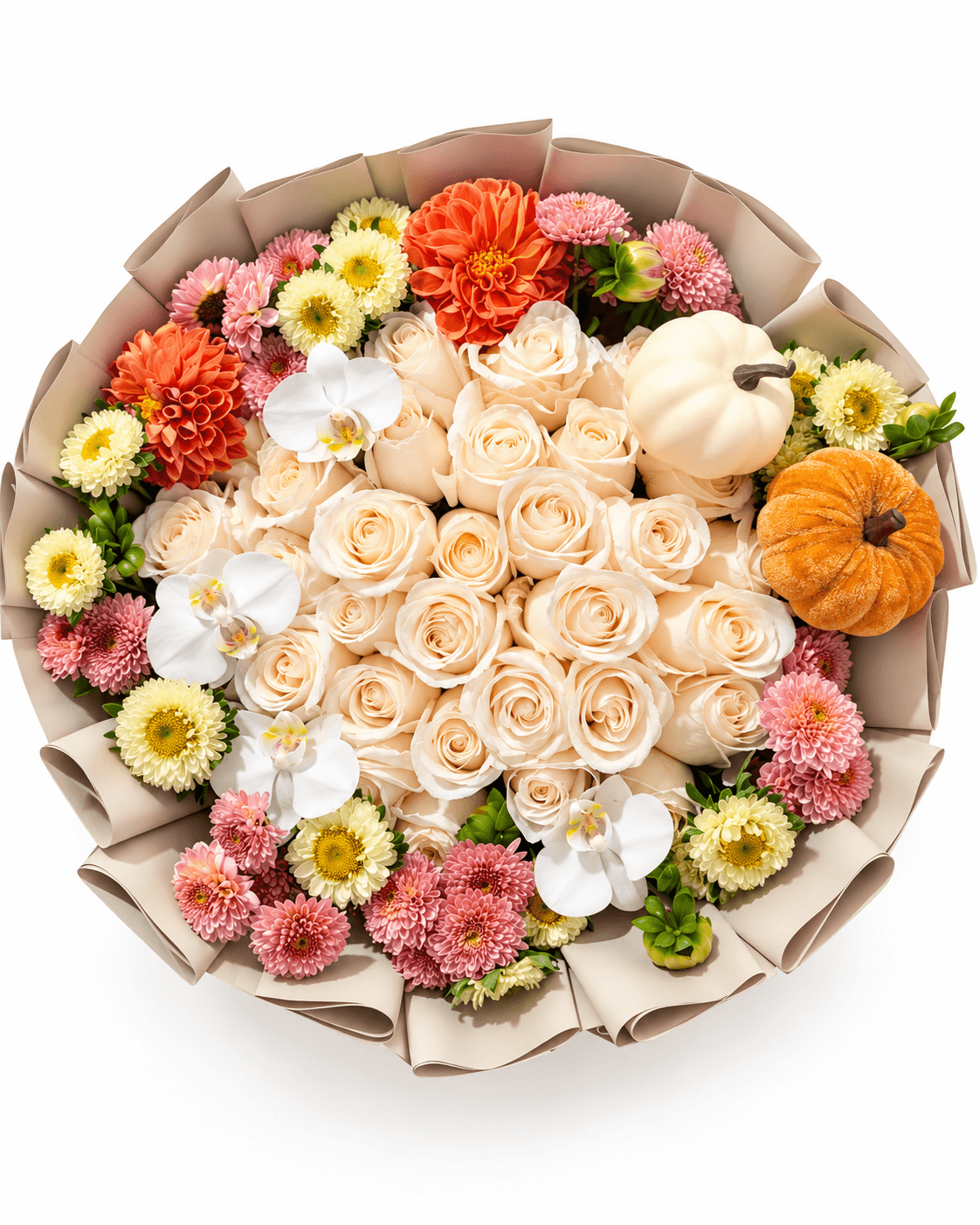 Cream & Pumpkin Bouquet arrangement by Divina Arrangements