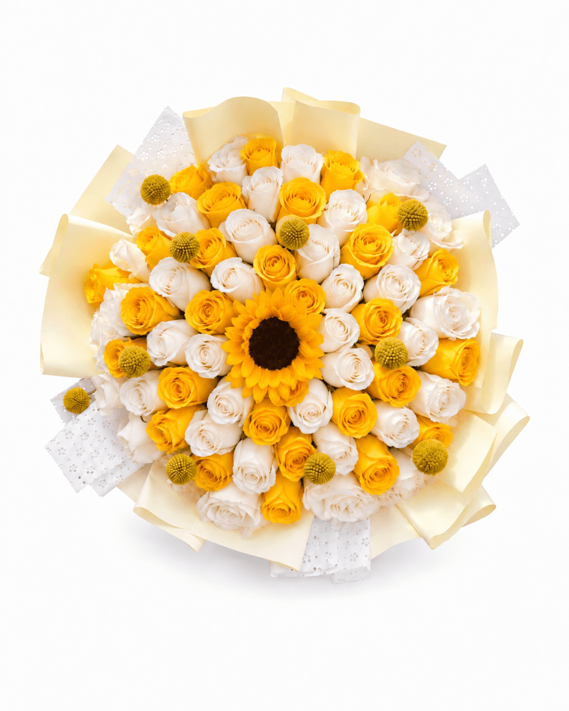 Golden Sunflower Rose Bouquet arrangement by Divina Arrangements