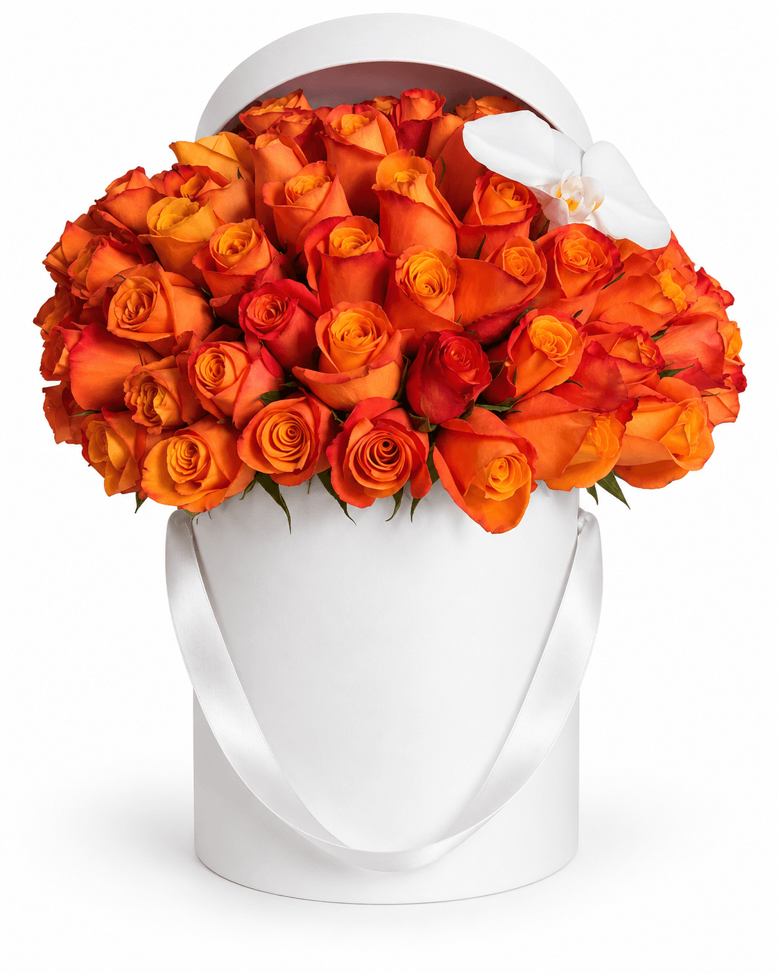Amber Orchid Box arrangement by Divina Arrangements