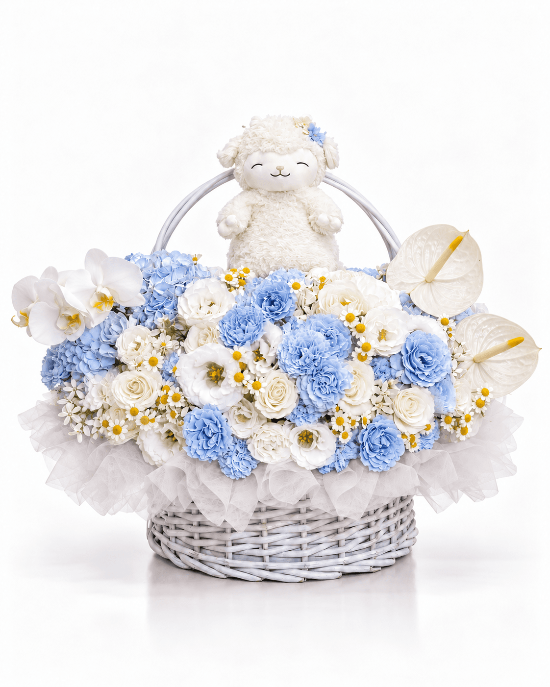 Little Lamb Basket in Blue arrangement by Divina Arrangements