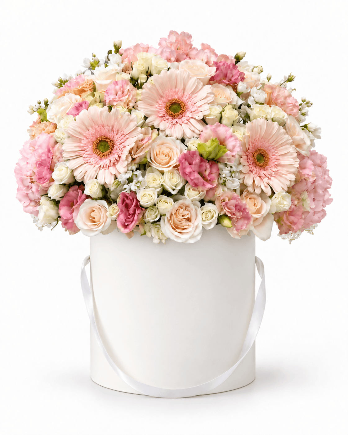 Peach Gerbera Box arrangement by Divina Arrangements