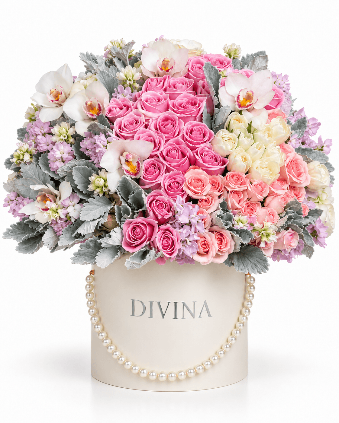 Pink Pumpkin Box arrangement by Divina Arrangements
