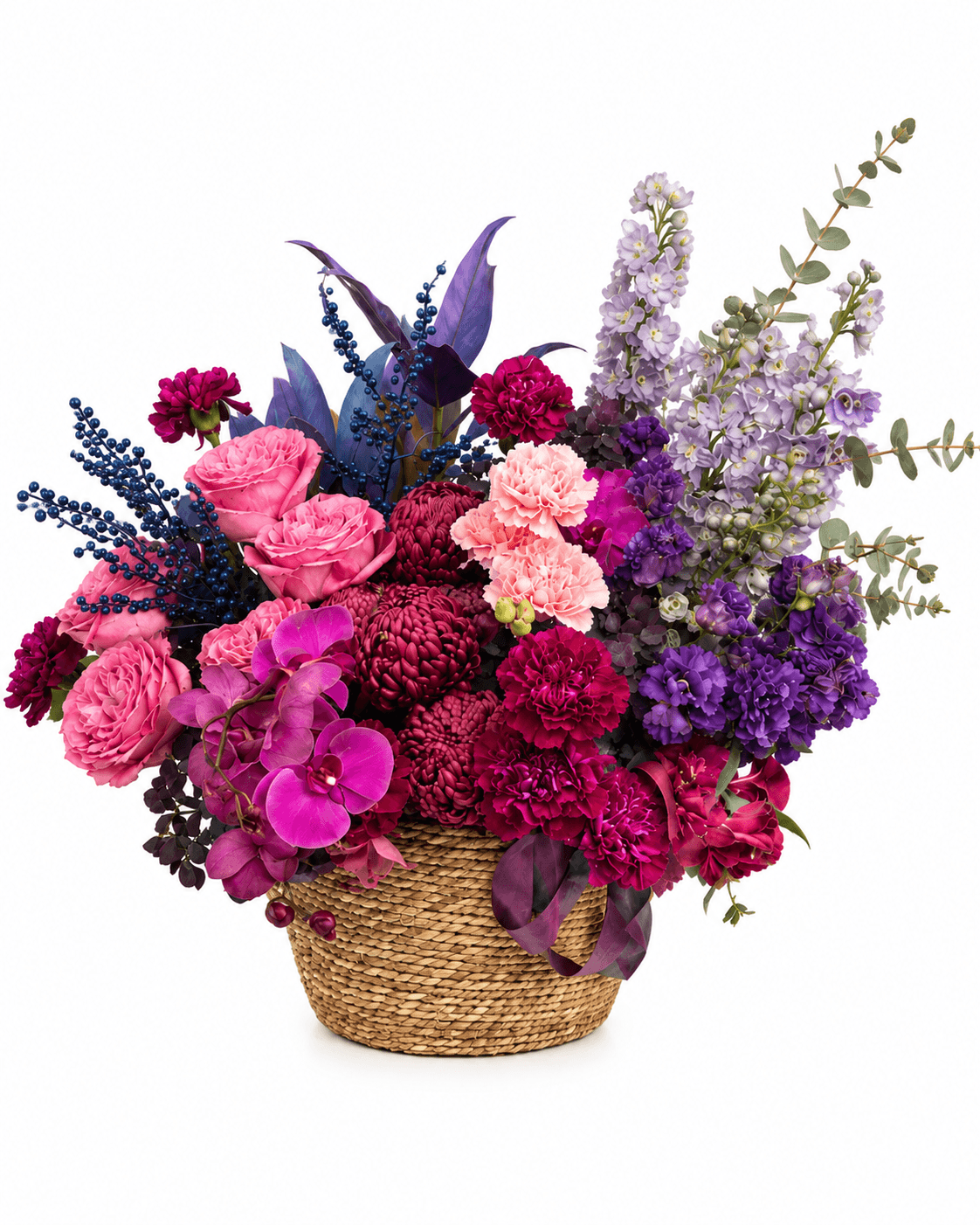 Jewel Tone Basket arrangement by Divina Arrangements