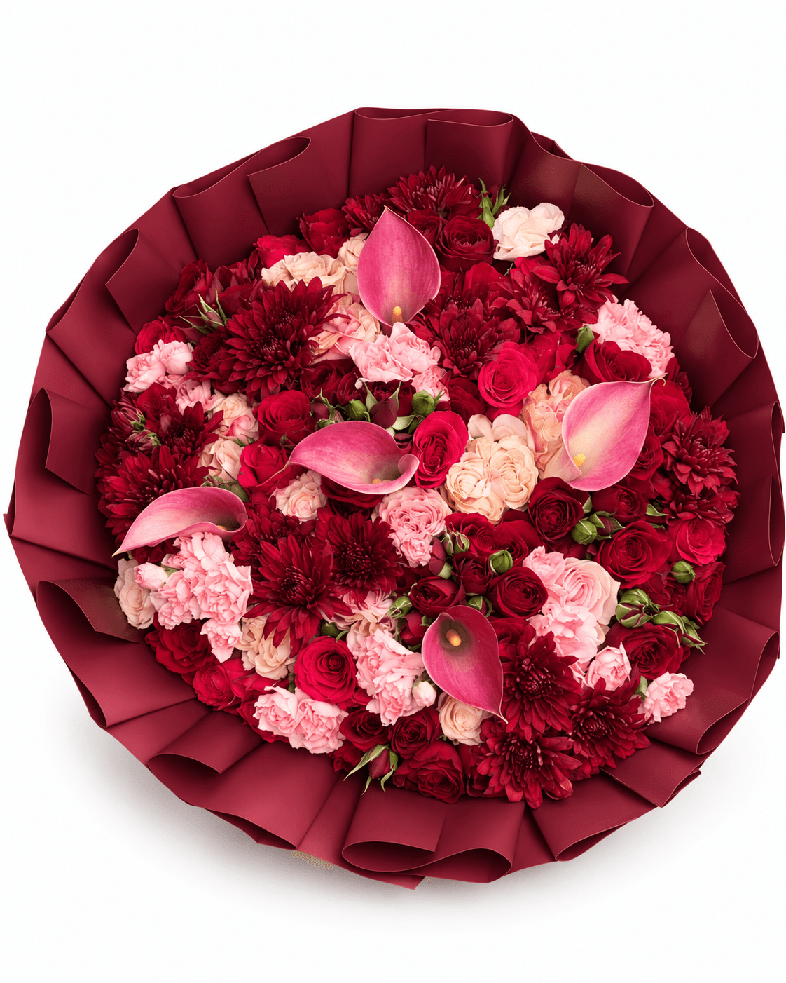Crimson Calla Bouquet arrangement by Divina Arrangements