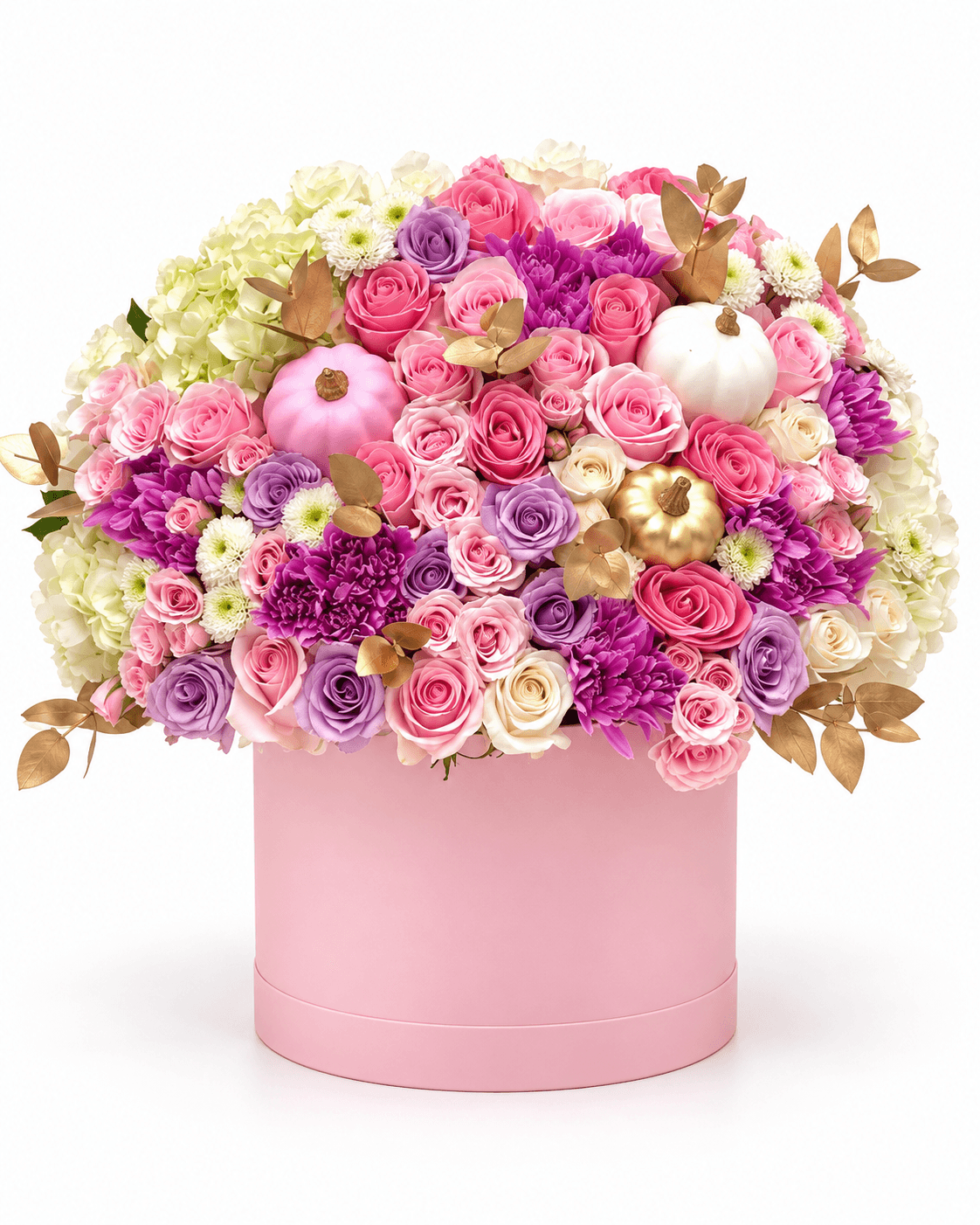 Rose Gold Harvest Box arrangement by Divina Arrangements