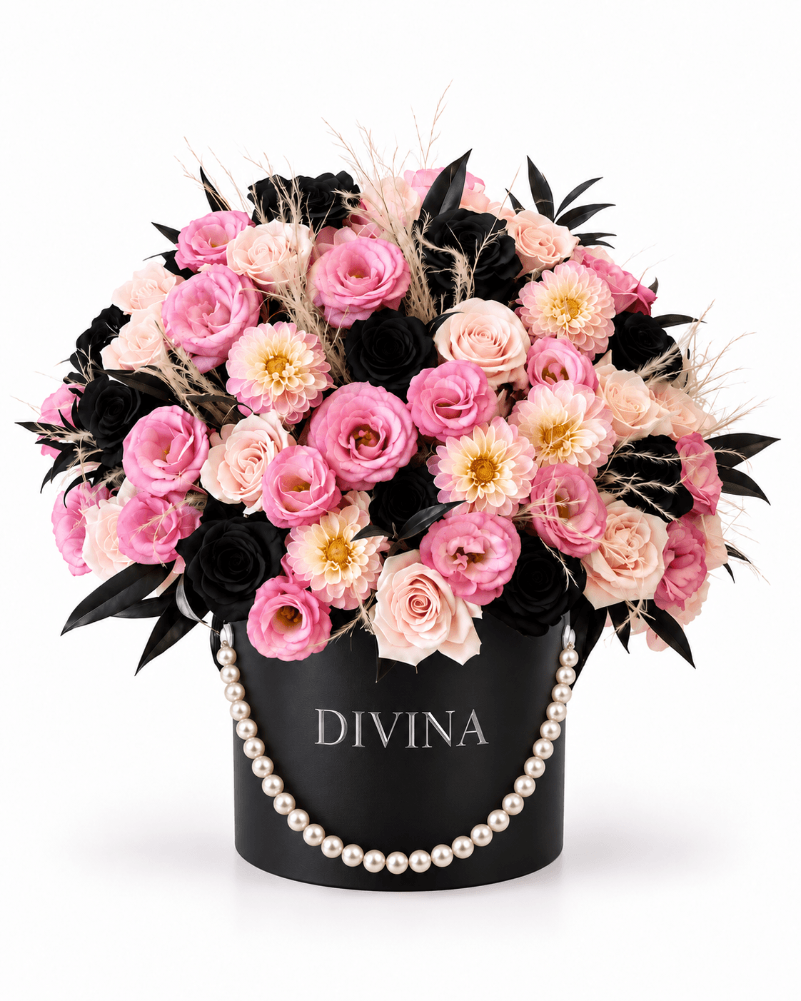 Blush Noir Box arrangement by Divina Arrangements