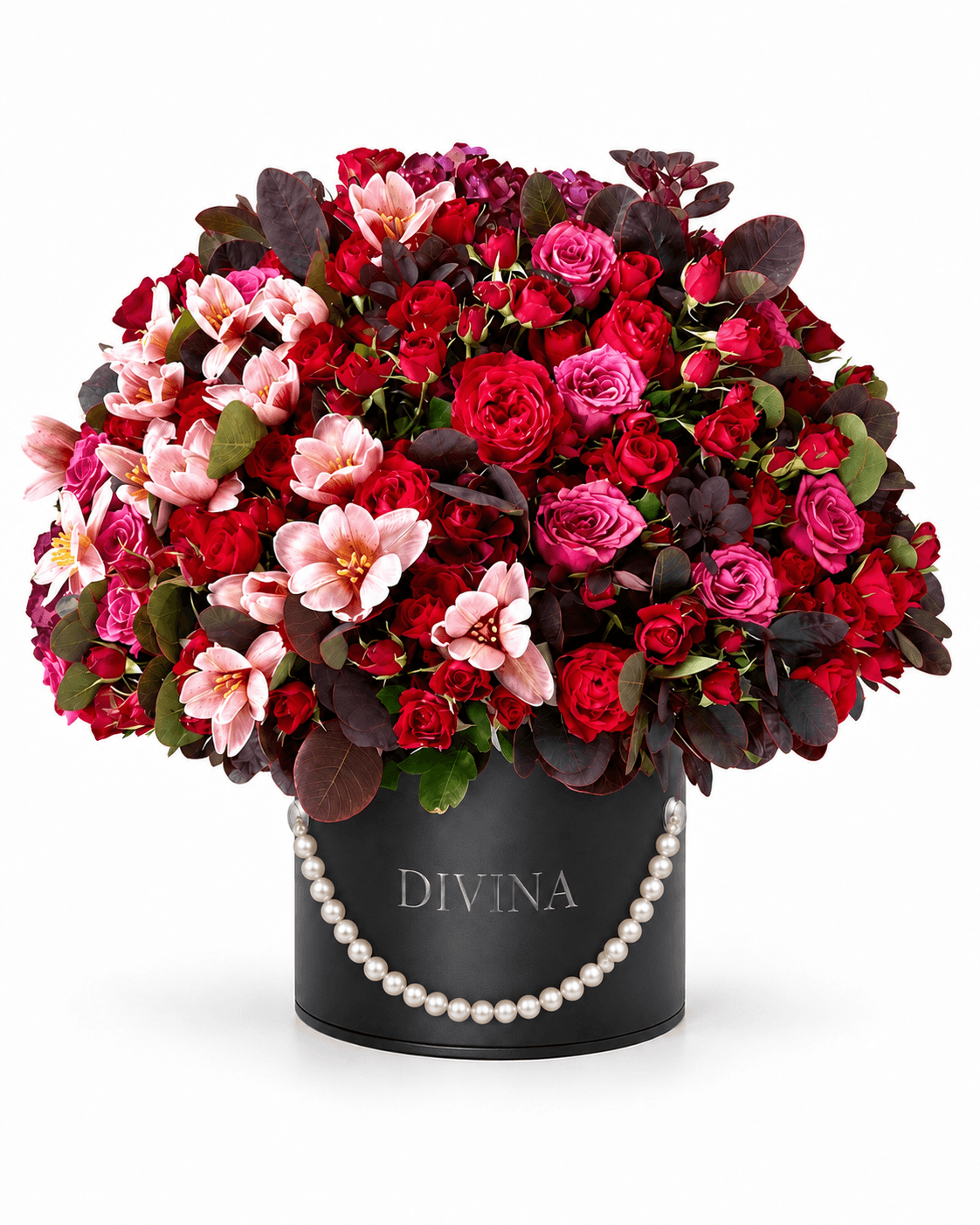 Smoke & Roses Box arrangement by Divina Arrangements