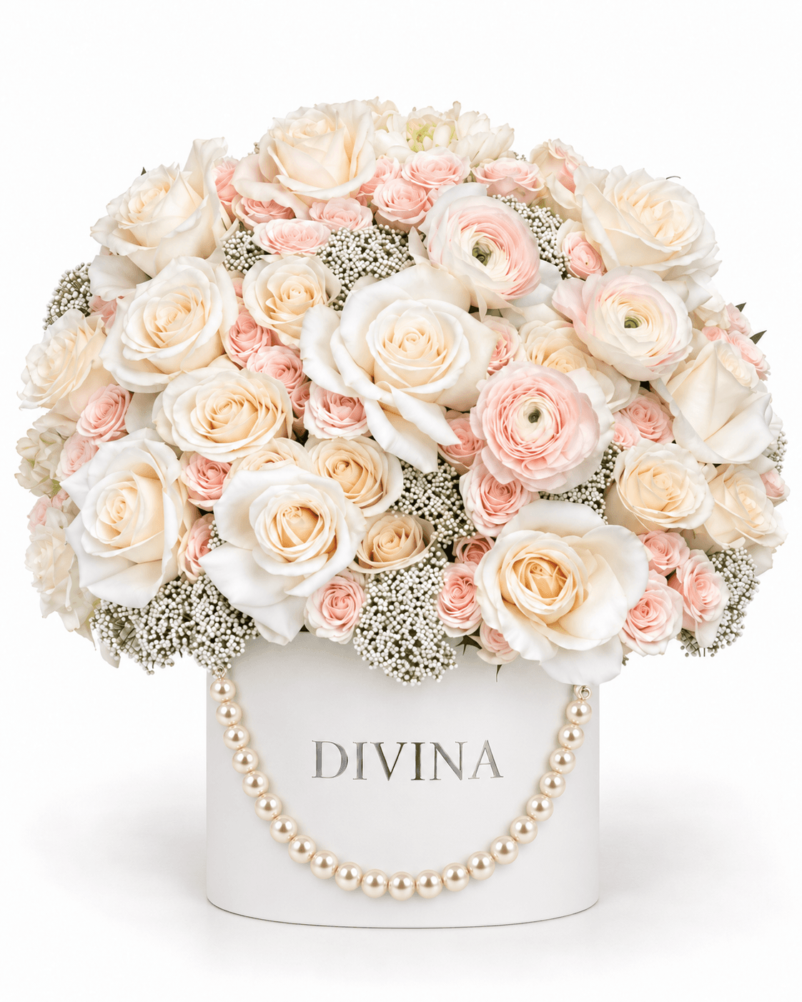 Ivory Vow Box arrangement by Divina Arrangements