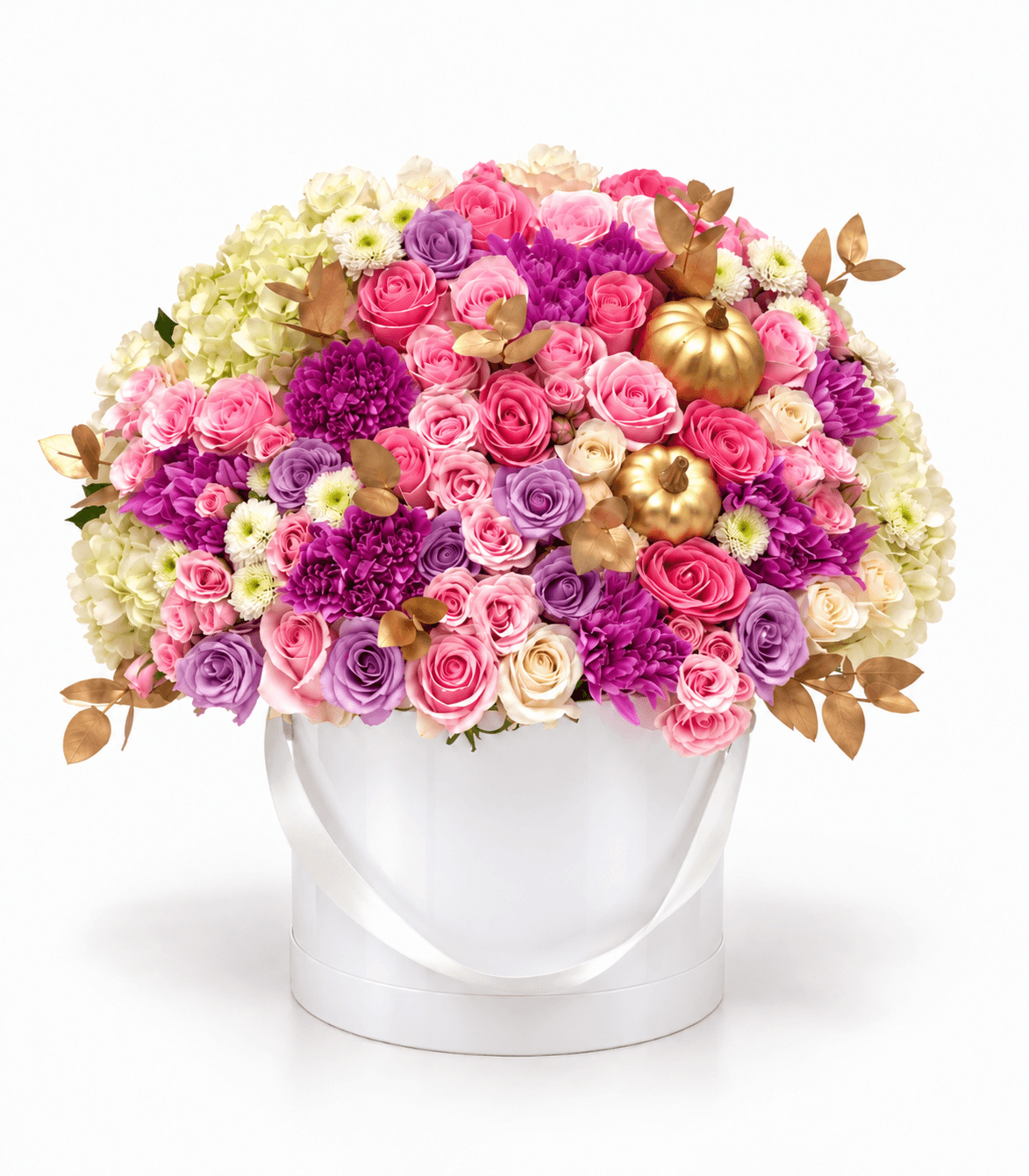 Rose Gold Harvest Box arrangement by Divina Arrangements