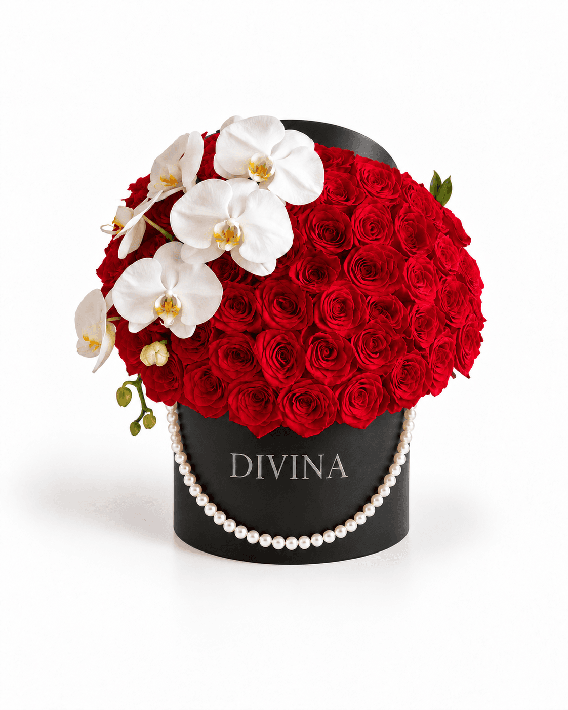 Crimson Pearl Box arrangement by Divina Arrangements
