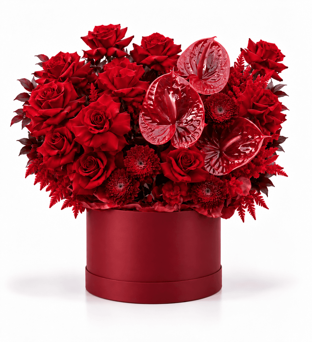 Scarlet Holly Box arrangement by Divina Arrangements